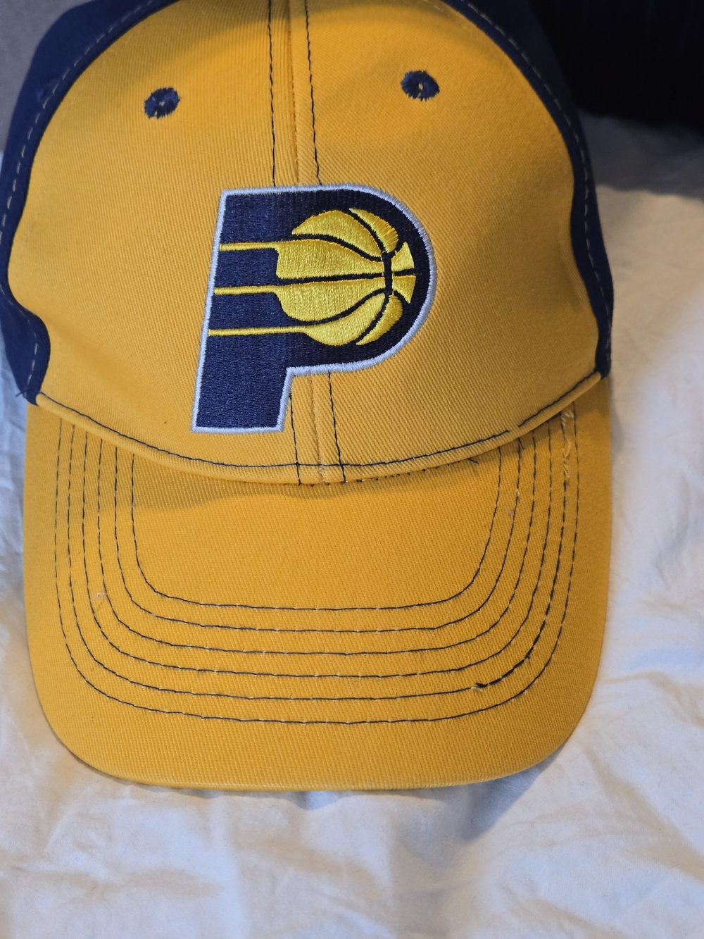 Indiana Pacers Lucas Oil NBA Snapback Hat Yellow Navy Adjustable Cap
